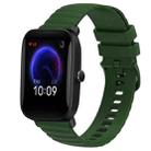 For Amazfit Pop 20mm Wavy Dot Pattern Solid Color Silicone Watch Band(Army Green) - 1