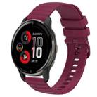 For Garmin Venu 2 Plus 20mm Wavy Dot Pattern Solid Color Silicone Watch Band(Wine Red) - 1