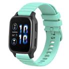 For Garmin Forerunner Sq2 20mm Wavy Dot Pattern Solid Color Silicone Watch Band(Teal) - 1