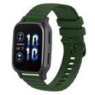 For Garmin Forerunner Sq2 Music 20mm Wavy Dot Pattern Solid Color Silicone Watch Band(Army Green) - 1