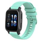 For Garmin Forerunner Sq2 Music 20mm Wavy Dot Pattern Solid Color Silicone Watch Band(Teal) - 1