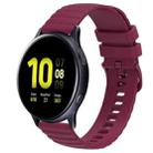 For Samsung Galaxy Watch Active 2 40mm 20mm Wavy Dot Pattern Solid Color Silicone Watch Band(Wine Red) - 1