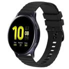 For Samsung Galaxy Watch Active 2 44mm 20mm Wavy Dot Pattern Solid Color Silicone Watch Band(Black) - 1