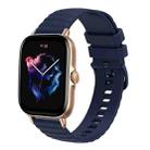 For Amazfit 3 22mm Wavy Dot Pattern Solid Color Silicone Watch Band(Navy Blue) - 1