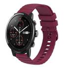 For Amazft 2 Stratos 22mm Wavy Dot Pattern Solid Color Silicone Watch Band(Wine Red) - 1