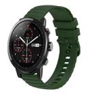 For Amazft 2 Stratos 22mm Wavy Dot Pattern Solid Color Silicone Watch Band(Army Green) - 1