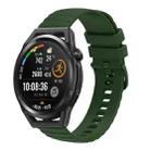 For Huawei Watch GT Runner 22mm Wavy Dot Pattern Solid Color Silicone Watch Band(Army Green) - 1