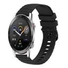 For Honor Magic Watch 2 46mm 22mm Wavy Dot Pattern Solid Color Silicone Watch Band(Black) - 1