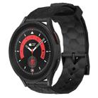 For Samsung Galaxy Watch 5 Pro 45mm 20mm Football Pattern Solid Color Silicone Watch Band(Black) - 1