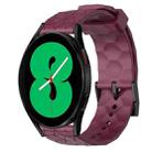 For Samsung Galaxy Watch 4 44mm 20mm Football Pattern Solid Color Silicone Watch Band(Wine Red) - 1