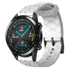 For Huawei Watch GT2 42mm 20mm Football Pattern Solid Color Silicone Watch Band(White) - 1