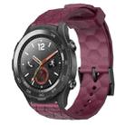 For Huawei Watch 2 20mm Football Pattern Solid Color Silicone Watch Band(Wine Red) - 1