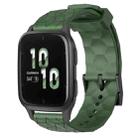 For Garmin Forerunner Sq2 20mm Football Pattern Solid Color Silicone Watch Band(Army Green) - 1
