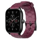 For Amazfit GTS 4 20mm Football Pattern Solid Color Silicone Watch Band(Wine Red) - 1