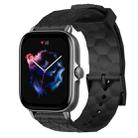 For Amazfit GTS 3 20mm Football Pattern Solid Color Silicone Watch Band(Black) - 1