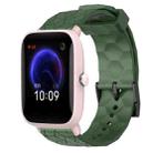 For Amazfit Pop Pro 20mm Football Pattern Solid Color Silicone Watch Band(Army Green) - 1