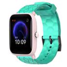 For Amazfit Pop Pro 20mm Football Pattern Solid Color Silicone Watch Band(Teal) - 1