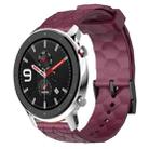 For Amazfit GTR 4 22mm Football Pattern Solid Color Silicone Watch Band(Wine Red) - 1