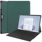 For Microsoft Surface Pro 9 JUNSUNMAY Custer Solid Color 3-Fold Stand Leather Tablet Case(Dark Green) - 1