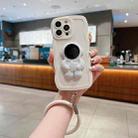 For iPhone 14 Pro Max 3D Astronaut Holder Skin-feel Silicone Phone Case with Wristband(White) - 1