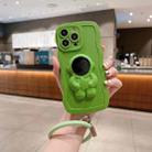 For iPhone 14 Pro Max 3D Astronaut Holder Skin-feel Silicone Phone Case with Wristband(Green) - 1