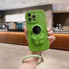 For iPhone 14 Plus 3D Astronaut Holder Skin-feel Silicone Phone Case with Wristband(Green) - 1