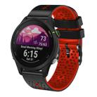 For Garmin Forerunner255 22mm Perforated Two-Color Silicone Watch Band(Black+Red) - 1