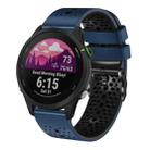 For Garmin Forerunner255 22mm Perforated Two-Color Silicone Watch Band(Midnight Blue+Black) - 1