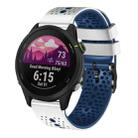 For Garmin Forerunner 255 music 22mm Perforated Two-Color Silicone Watch Band(White+Blue) - 1