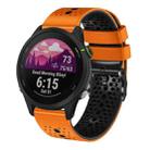 For Garmin Forerunner 255 music 22mm Perforated Two-Color Silicone Watch Band(Orange+Black) - 1