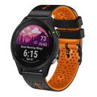 For Garmin Forerunner 255 music 22mm Perforated Two-Color Silicone Watch Band(Black+Orange) - 1