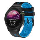 For Garmin Forerunner 255 music 22mm Perforated Two-Color Silicone Watch Band(Black+Blue) - 1