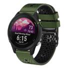 For Garmin Forerunner 255 music 22mm Perforated Two-Color Silicone Watch Band(Army Green+Black) - 1