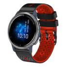 For Garmin Venu 2 22mm Perforated Two-Color Silicone Watch Band(Black+Red) - 1