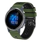 For Garmin Venu 2 22mm Perforated Two-Color Silicone Watch Band(Army Green+Black) - 1