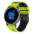 For Garmin Venu 2 22mm Perforated Two-Color Silicone Watch Band(Lime+Black) - 1