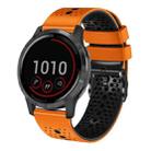 For Garmin vivoactive 4 22mm Perforated Two-Color Silicone Watch Band(Orange+Black) - 1