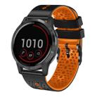 For Garmin vivoactive 4 22mm Perforated Two-Color Silicone Watch Band(Black+Orange) - 1