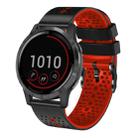 For Garmin vivoactive 4 22mm Perforated Two-Color Silicone Watch Band(Black+Red) - 1