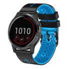 For Garmin vivoactive 4 22mm Perforated Two-Color Silicone Watch Band(Black+Blue) - 1