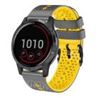 For Garmin vivoactive 4 22mm Perforated Two-Color Silicone Watch Band(Grey+Yellow) - 1