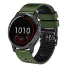 For Garmin vivoactive 4 22mm Perforated Two-Color Silicone Watch Band(Army Green+Black) - 1