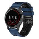 For Garmin vivoactive 4 22mm Perforated Two-Color Silicone Watch Band(Midnight Blue+Black) - 1