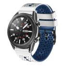 For Samsung Galaxy Watch3 45mm 22mm Perforated Two-Color Silicone Watch Band(White+Blue) - 1