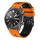 For Samsung Galaxy Watch3 45mm 22mm Perforated Two-Color Silicone Watch Band(Orange+Black) - 1