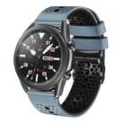 For Samsung Galaxy Watch3 45mm 22mm Perforated Two-Color Silicone Watch Band(Blue+Black) - 1