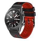 For Samsung Galaxy Watch3 45mm 22mm Perforated Two-Color Silicone Watch Band(Black+Red) - 1