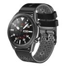 For Samsung Galaxy Watch3 45mm 22mm Perforated Two-Color Silicone Watch Band(Black+Grey) - 1