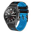 For Samsung Galaxy Watch3 45mm 22mm Perforated Two-Color Silicone Watch Band(Black+Blue) - 1