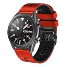 For Samsung Galaxy Watch3 45mm 22mm Perforated Two-Color Silicone Watch Band(Red+Black) - 1